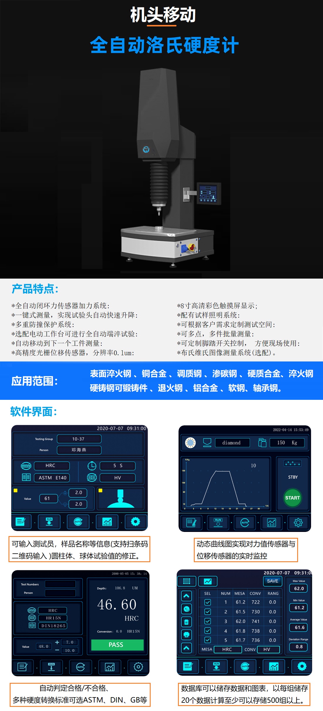 全自動(dòng)洛氏硬度計(jì) 機(jī)頭下壓